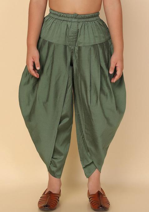 Green Solid Cotton Dhoti For Boys 