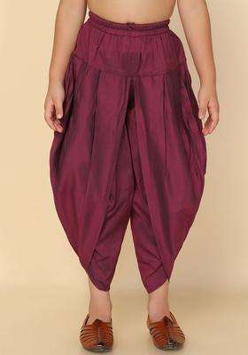 Burgundy Solid Cotton Dhoti For Boys 