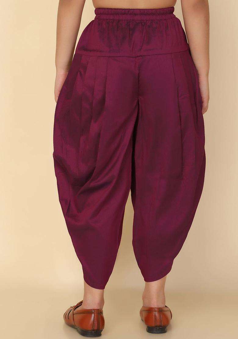 Burgundy Solid Cotton Dhoti For Boys  - Indya
