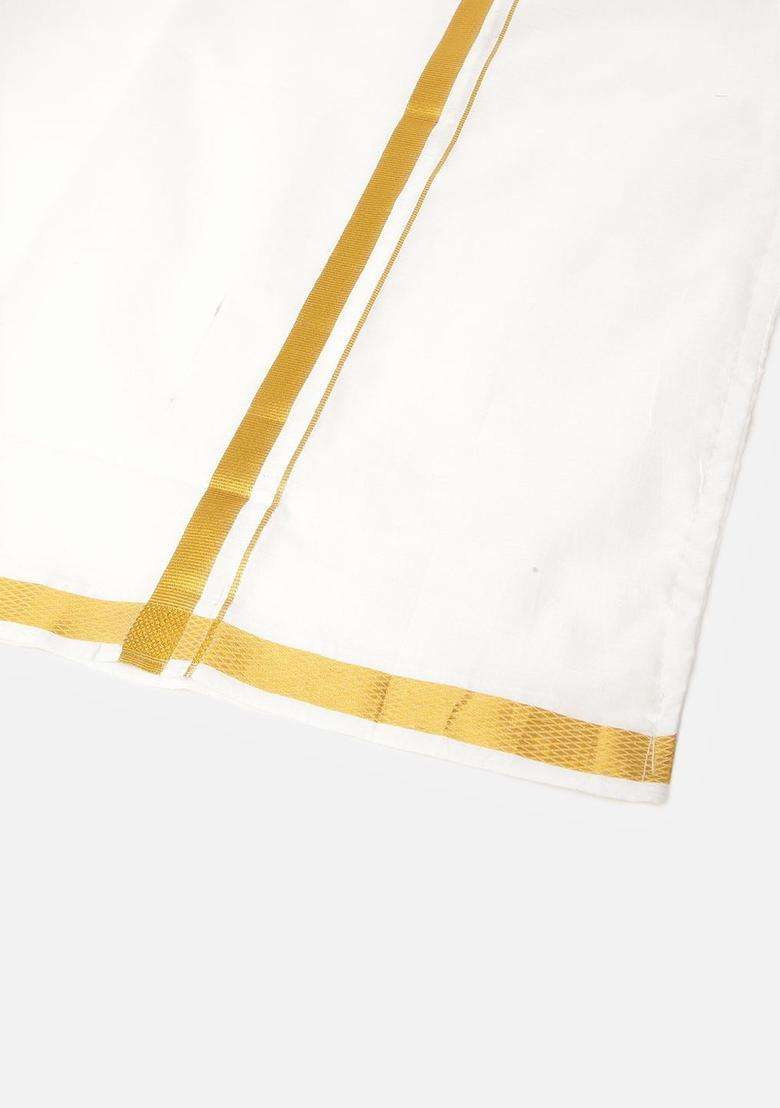 Beige Solid Cotton Dhoti For Boys  - Indya