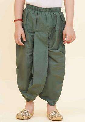 Green Solid Cotton Dhoti For Boys 
