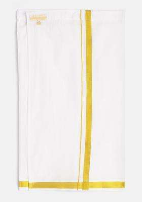 White Solid Cotton Dhoti For Boys 