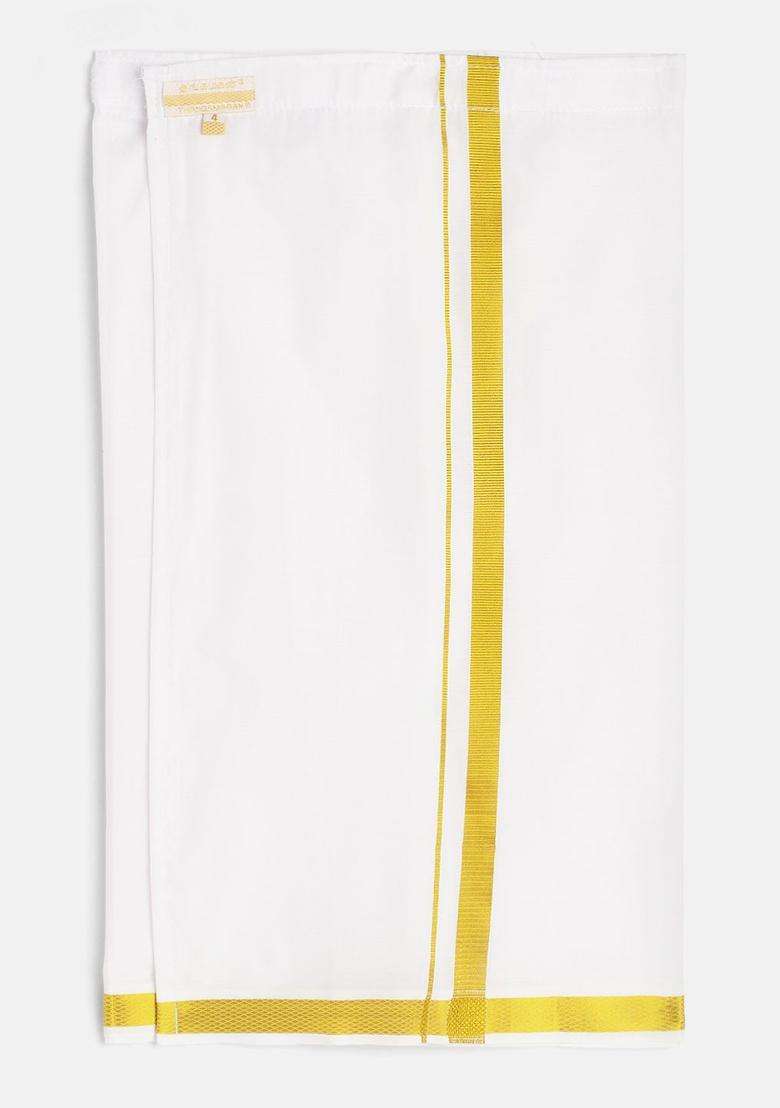 White Solid Cotton Dhoti For Boys  - Indya
