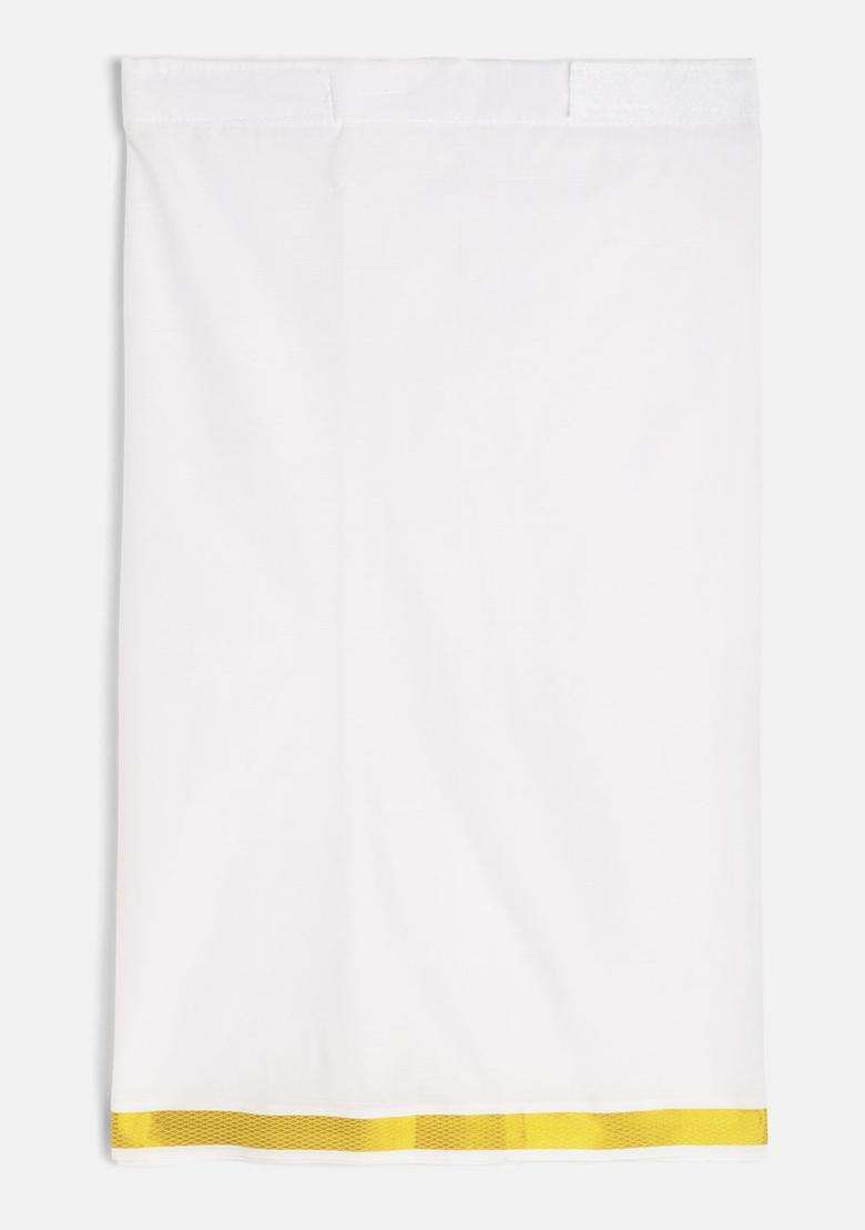 White Solid Cotton Dhoti For Boys  - Indya