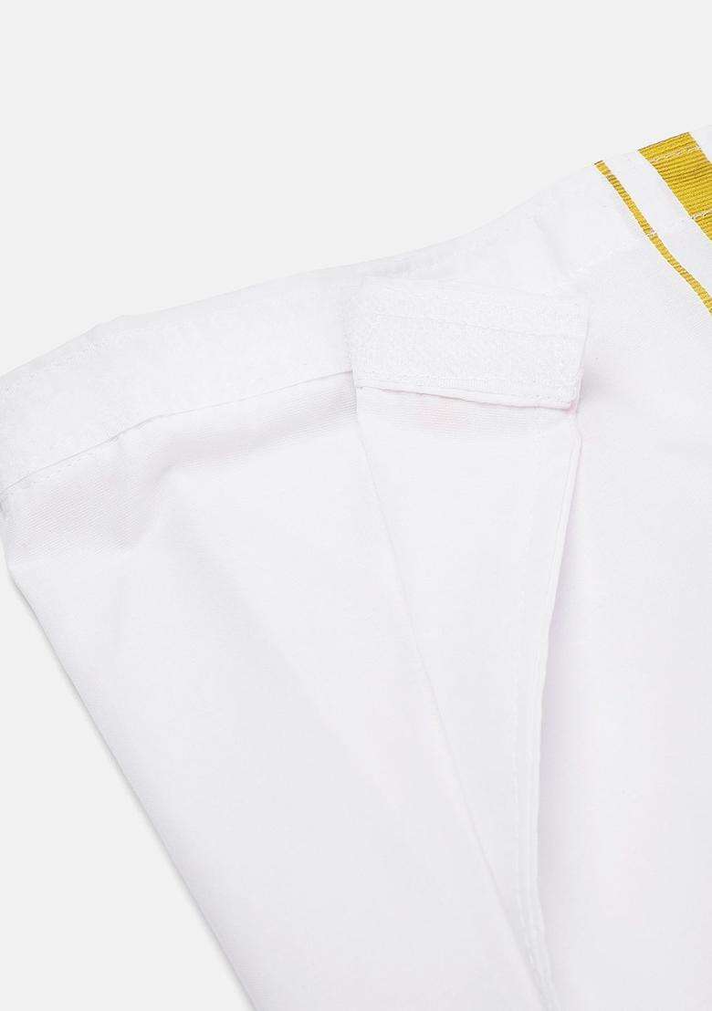 White Solid Cotton Dhoti For Boys  - Indya