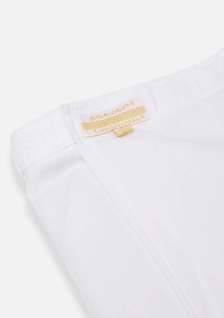 White Solid Cotton Dhoti For Boys  - Indya