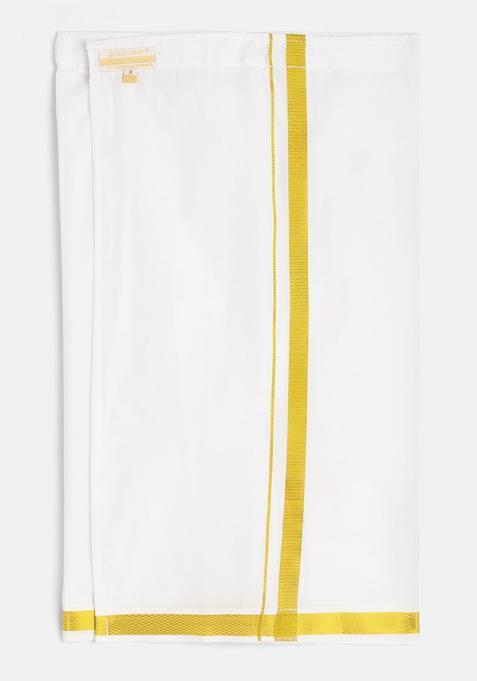 White Solid Cotton Dhoti For Boys 