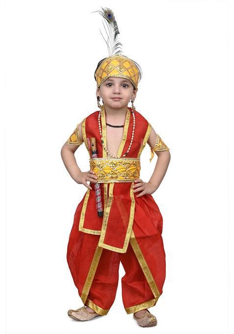 Red Embroidered Cotton Dhoti For Boys 