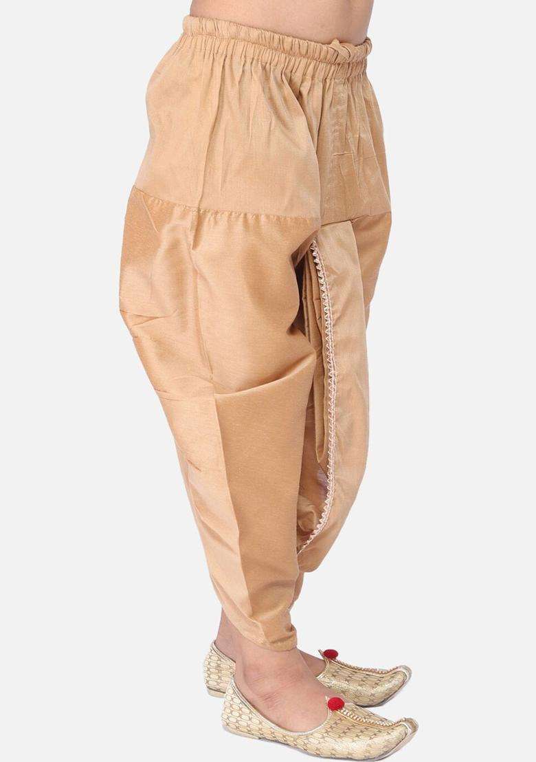 Beige Solid Cotton Dhoti For Boys  - Indya