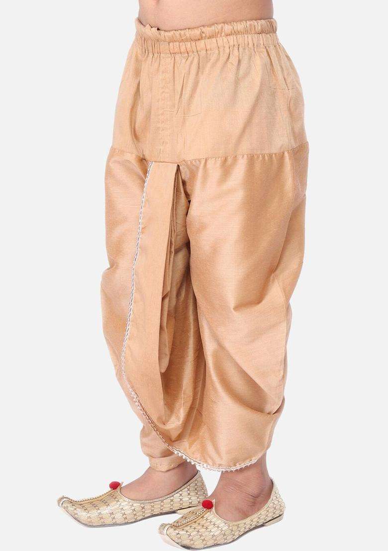 Beige Solid Cotton Dhoti For Boys  - Indya