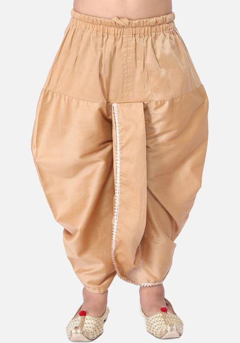 Beige Solid Cotton Dhoti For Boys 