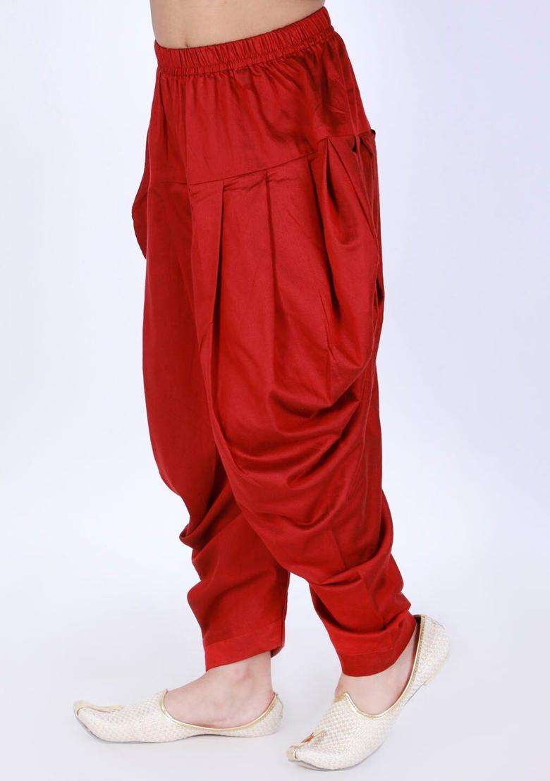 Maroon Solid Cotton Dhoti For Boys  - Indya