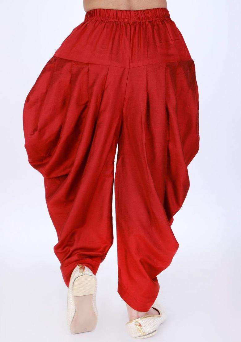 Maroon Solid Cotton Dhoti For Boys  - Indya