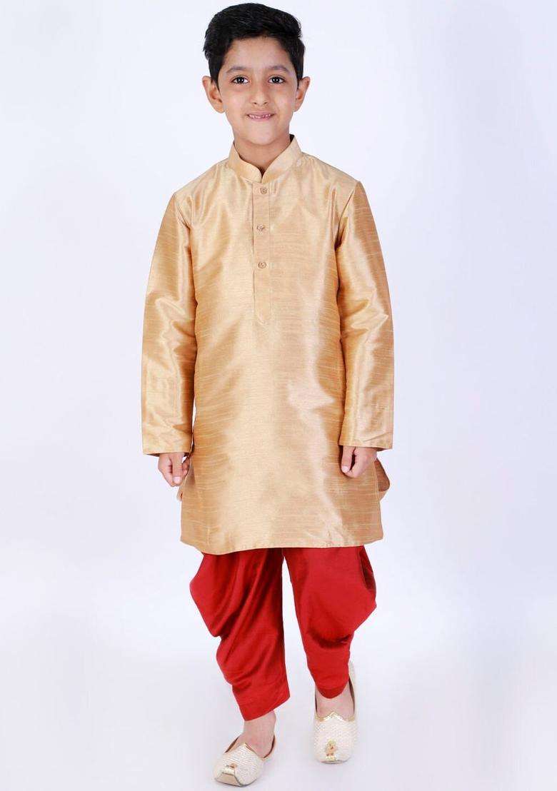Maroon Solid Cotton Dhoti For Boys  - Indya