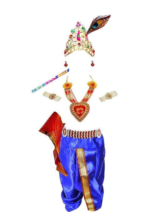 Blue Solid Silk Dhoti For Boys 