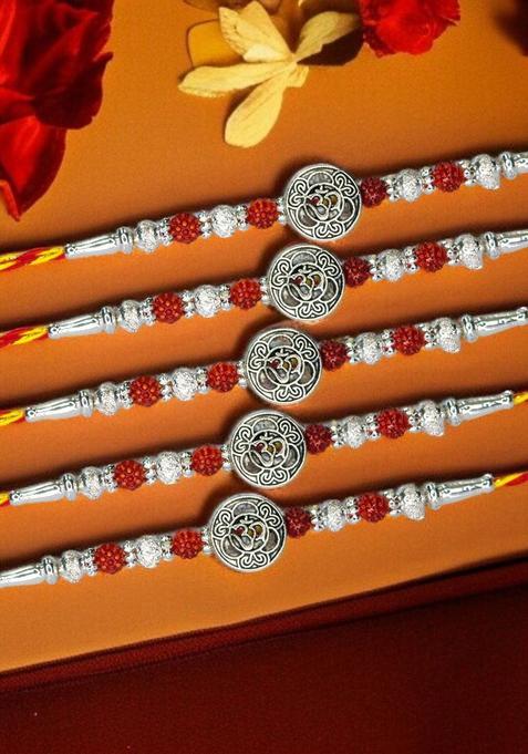 Silver Thread Rakhi Set Of 5