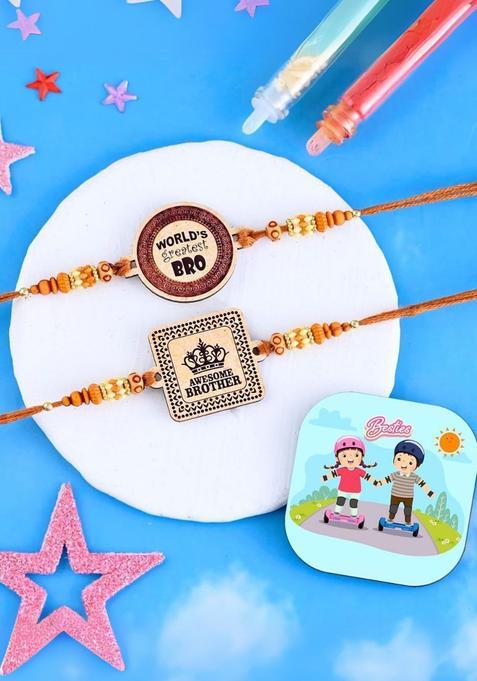 Brown Thread Rakhi Set Of 2