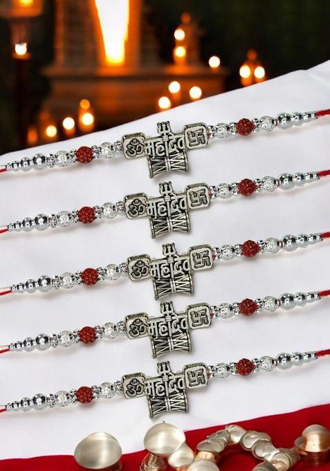 Silver Thread Rakhi Set Of 5