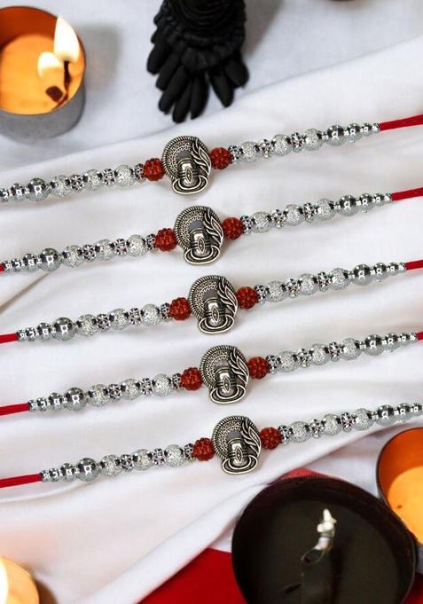 Silver Thread Rakhi Set Of 5