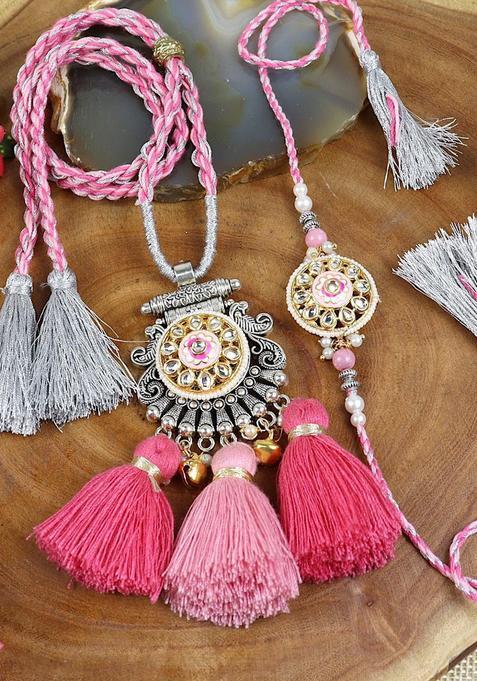 Silver Bhaiya Bhabhi Rakhi Set Of 2