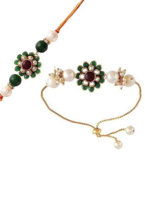 White Thread Rakhi Set Of 2