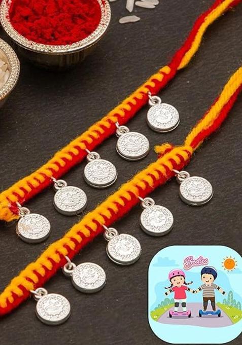 Silver Thread Rakhi Set Of 2