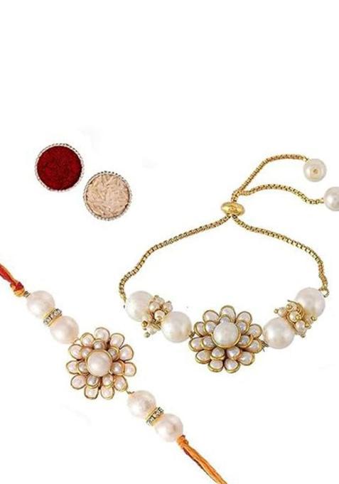 White Thread Rakhi Set Of 2