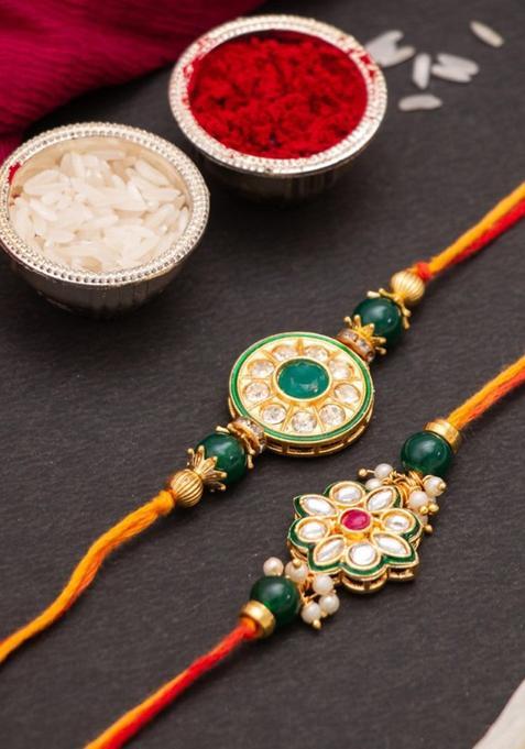Orange Thread Rakhi Set Of 2