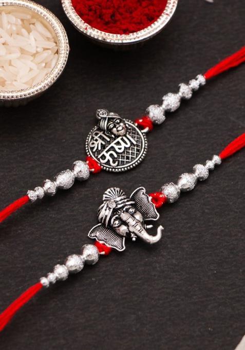 Silver Thread Rakhi Set Of 2