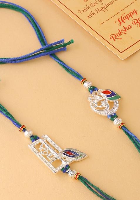 Silver Thread Rakhi Set Of 2