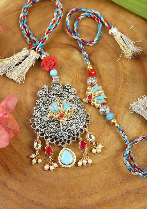 Silver Bhaiya Bhabhi Rakhi Set Of 2