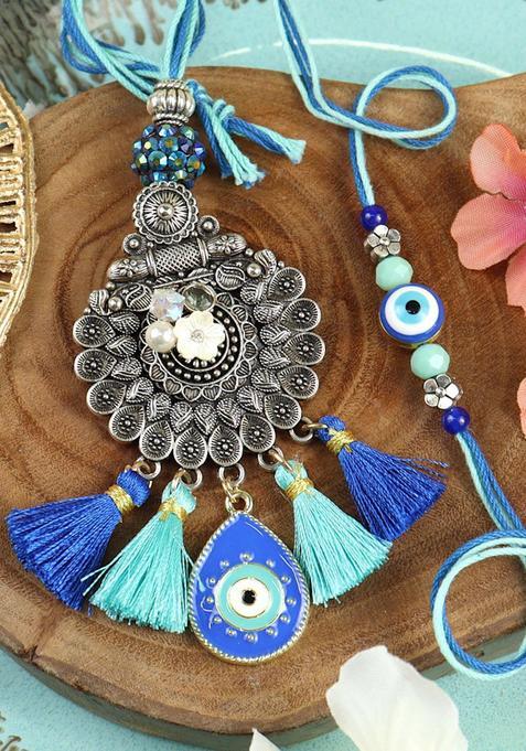 Silver Bhaiya Bhabhi Rakhi Set Of 2