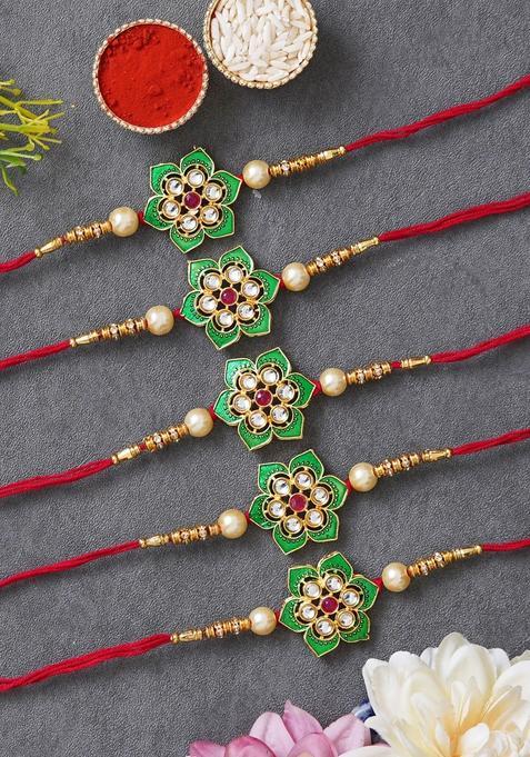 Green Thread Rakhi Set Of 2