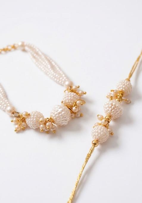 White Bhaiya Bhabhi Rakhi Set Of 2