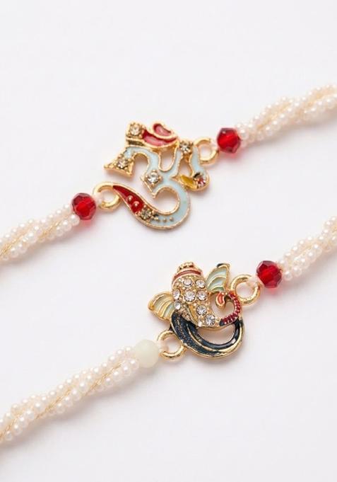 White Thread Rakhi Set Of 2
