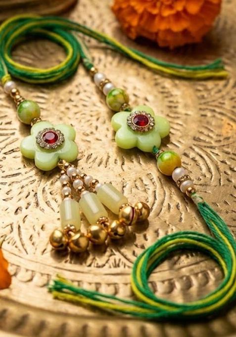 Green Bhaiya Bhabhi Rakhi Set Of 2