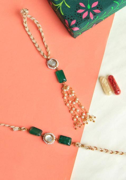 Green Bhaiya Bhabhi Rakhi Set Of 1
