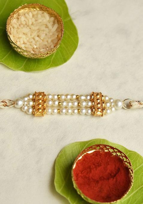 White Wraparound Rakhi Set Of 1
