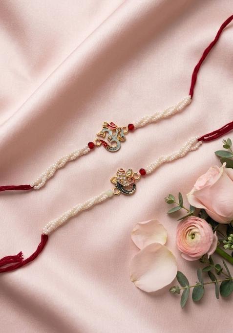 White Thread Rakhi Set Of 2