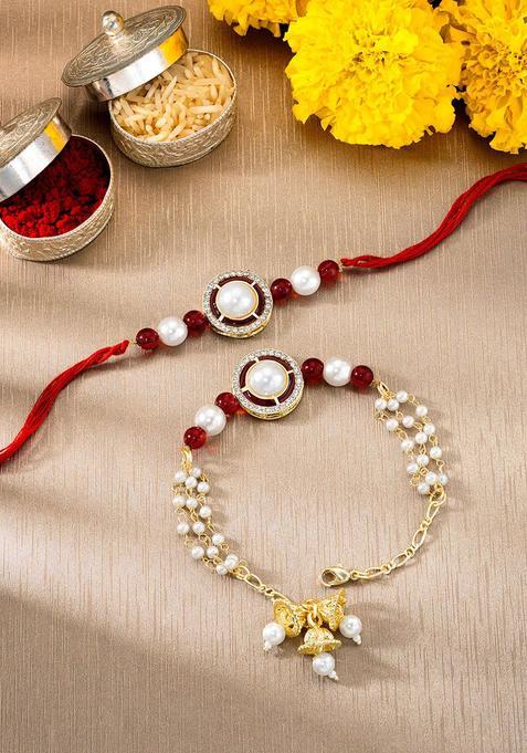 Maroon Bhaiya Bhabhi Rakhi Set Of 2