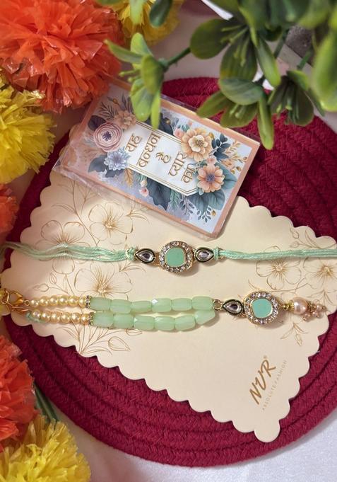Green Bhaiya Bhabhi Rakhi Set Of 2