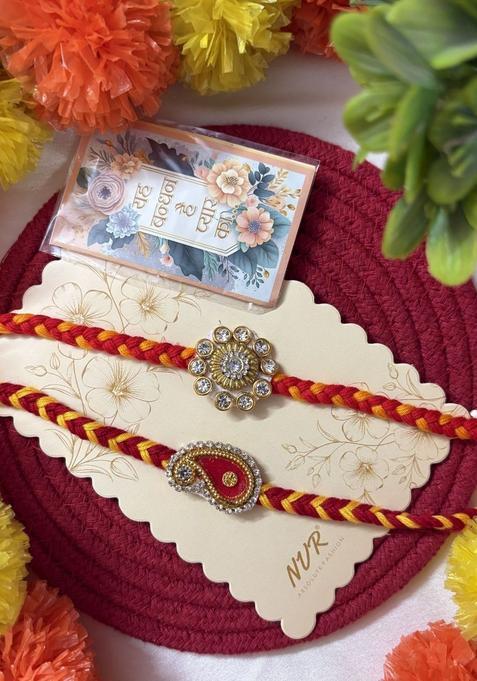 Golden Thread Rakhi Set Of 2