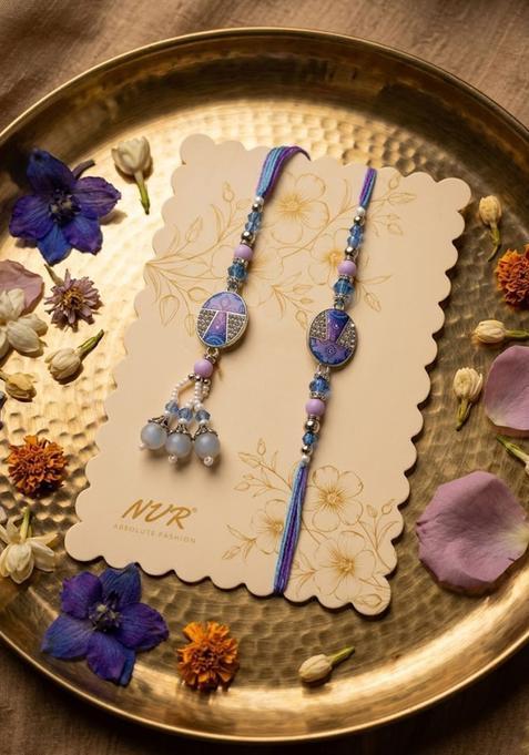 Purple Bhaiya Bhabhi Rakhi Set Of 2