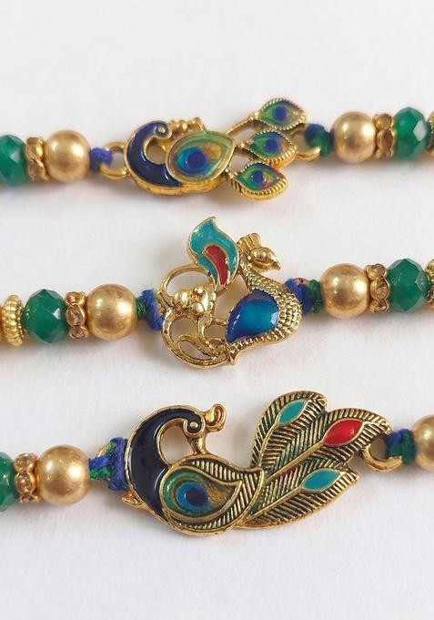 Green Thread Rakhi Set Of 3