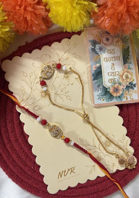 Golden Rakhi Set Of 2