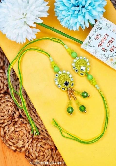 Green Bhaiya Bhabhi Rakhi Set Of 2