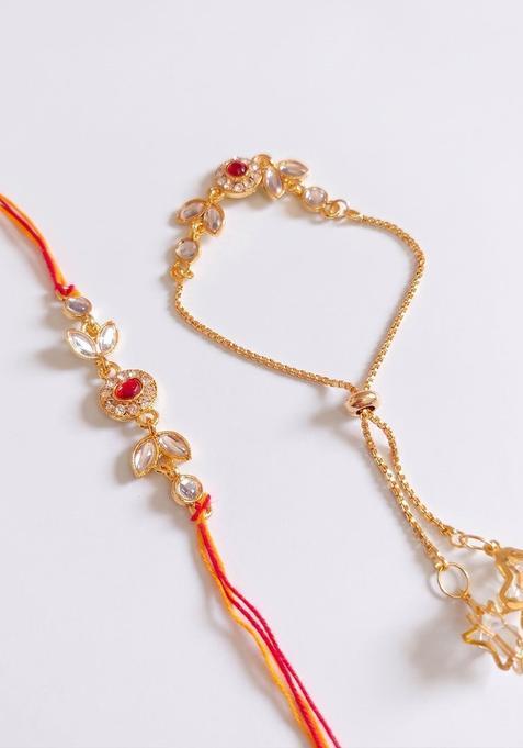 Golden Bhaiya Bhabhi Rakhi Set Of 2