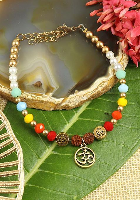 Golden Rudraksha Rakhi Set Of 1