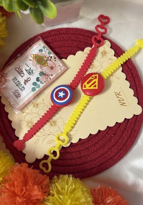 Red Elasticated Rakhi Set Of 2