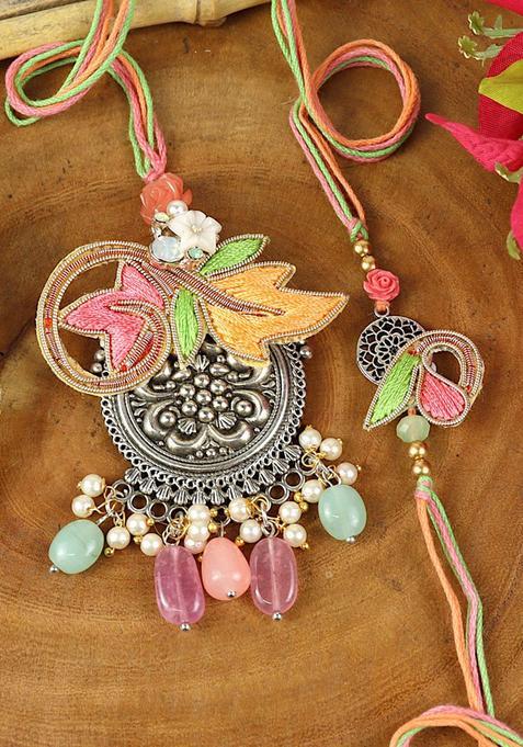 Silver Bhaiya Bhabhi Rakhi Set Of 2